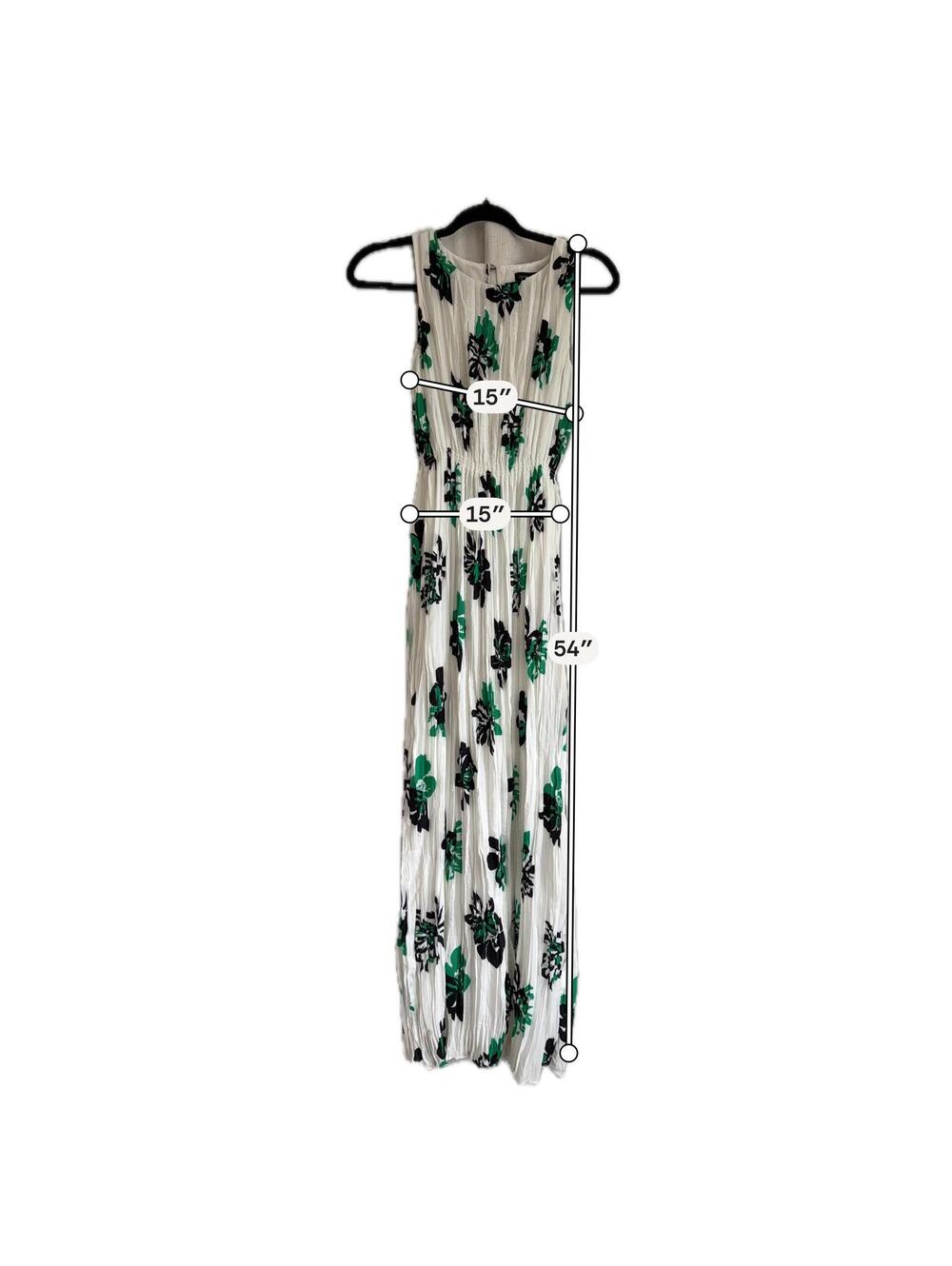 Banana Republic XS White Maxi Dress with Green and Black Floral Print - Picture 5 of 5